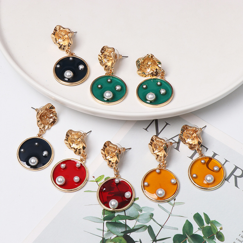 Round Transparent Color Stud Earrings Exaggerated Earrings Women Wholesale display picture 10