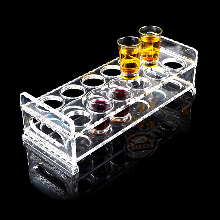 工厂批发 亚克力KTV酒水饮料展示架 有孔服务托盘