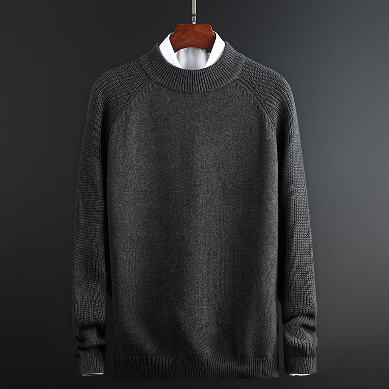 Men's autumn solid color knitted casual base body-friendly sweater…