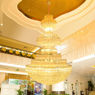 欧式奢华大吊灯复式楼酒店大堂楼中楼长吊灯别墅客厅楼梯水晶灯-阿里巴巴
