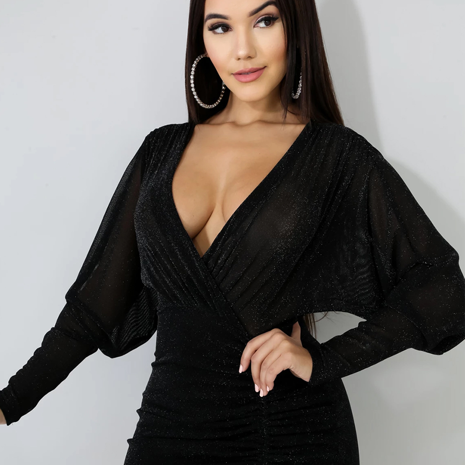 V-neck perspective nightclub dress wholesale clothing vendor Nihaostyles NSXYZ68592