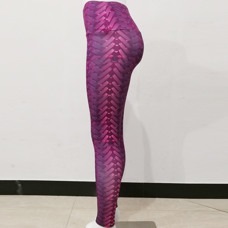 Woven digital printing slimming high waist sports leggings yoga pants_voghion.com