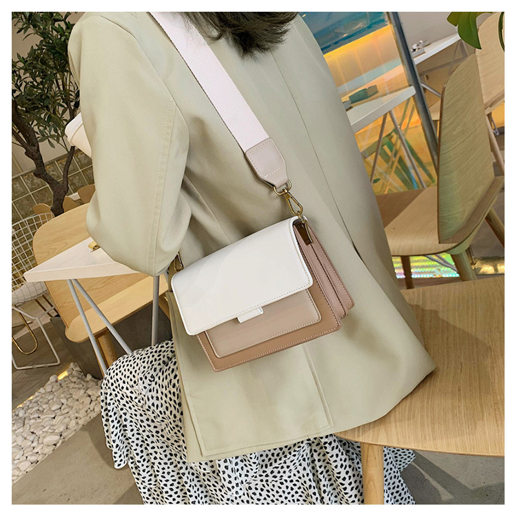 Women's Small Pu Leather Color Block Elegant Square Flip Cover Shoulder Bag Crossbody Bag Square Bag display picture 4