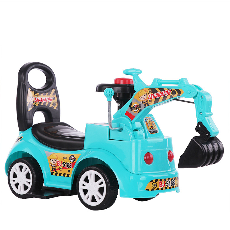 Excavadora eléctrica personalizada para niños excavadora de cuatro ruedas carro de ingeniería de deslizamiento con luces y música