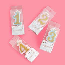粉色蓝色皇冠生日数字蜡烛创意蛋糕蜡烛宝宝生日派对装饰金色数字