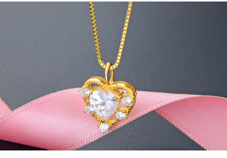 Fashion Inlaid Zircon Hollow Heart S925 Silver Pendant Pendant display picture 4