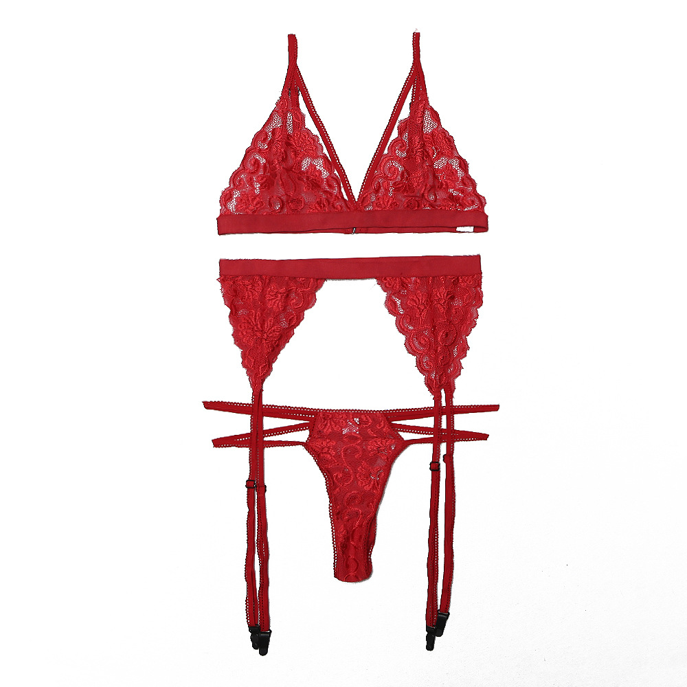 New Women Sexy Red Garter Belt Set Bra And Thong Erotic Lingerie ...