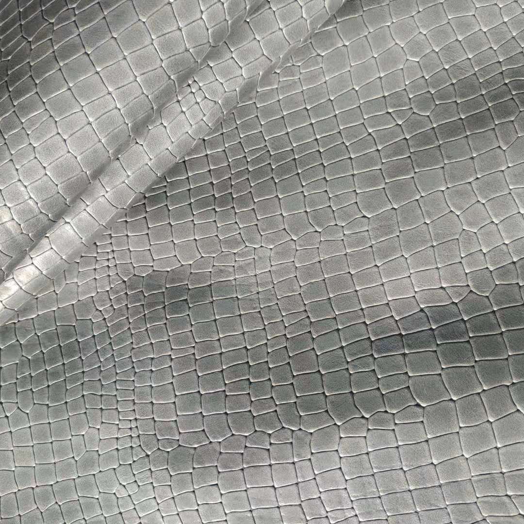 頭層牛皮鳄鱼纹灰色鞋包手帐皮带腰带真皮皮料