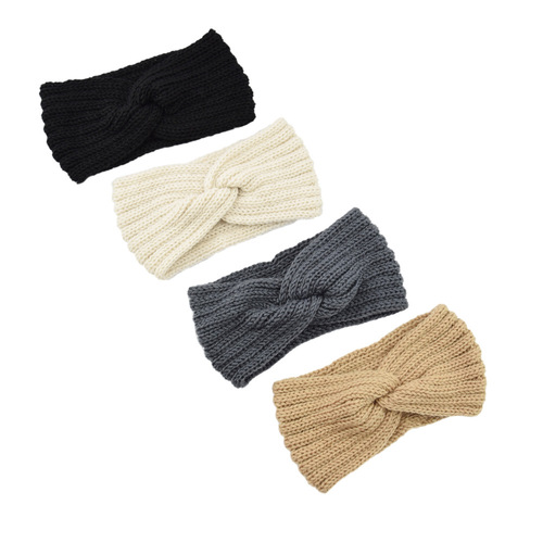 European and American knitted cross-hair headband ear protection headband hand-knitted headband flat fashion warm autumn and winter hair accessories