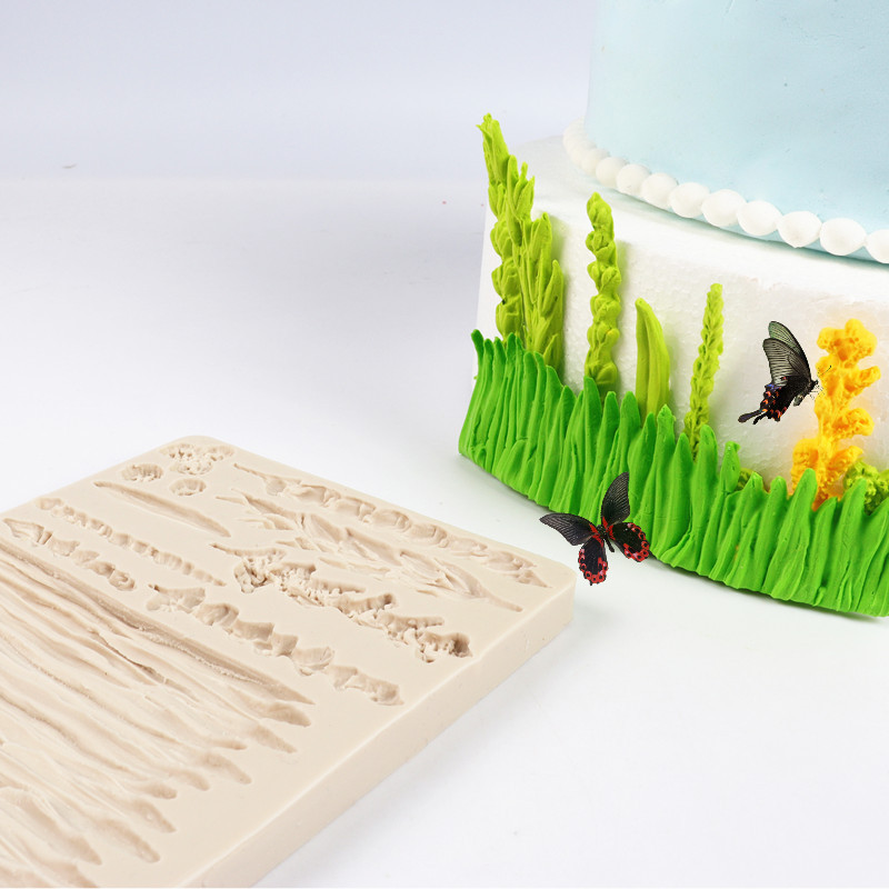 Molde de silicona hoja trigo oído molde hierba para hornear pastel molde bosque fondant cake molde herramienta para hornear