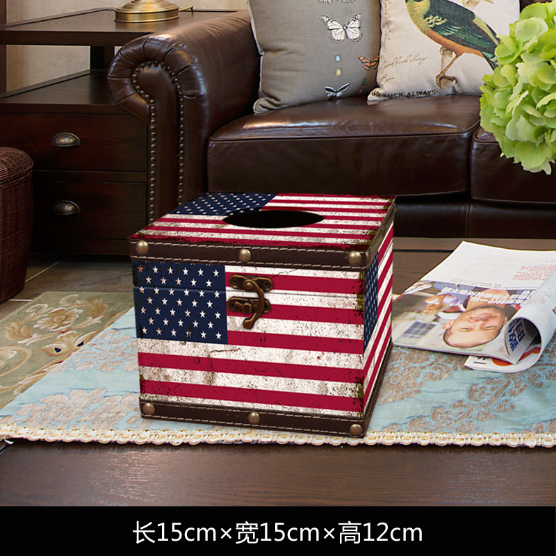 Retro fashion Napkin box originality European style Leatherwear Tissue box Study bar Home Furnishing Tissue box Decoration crafts