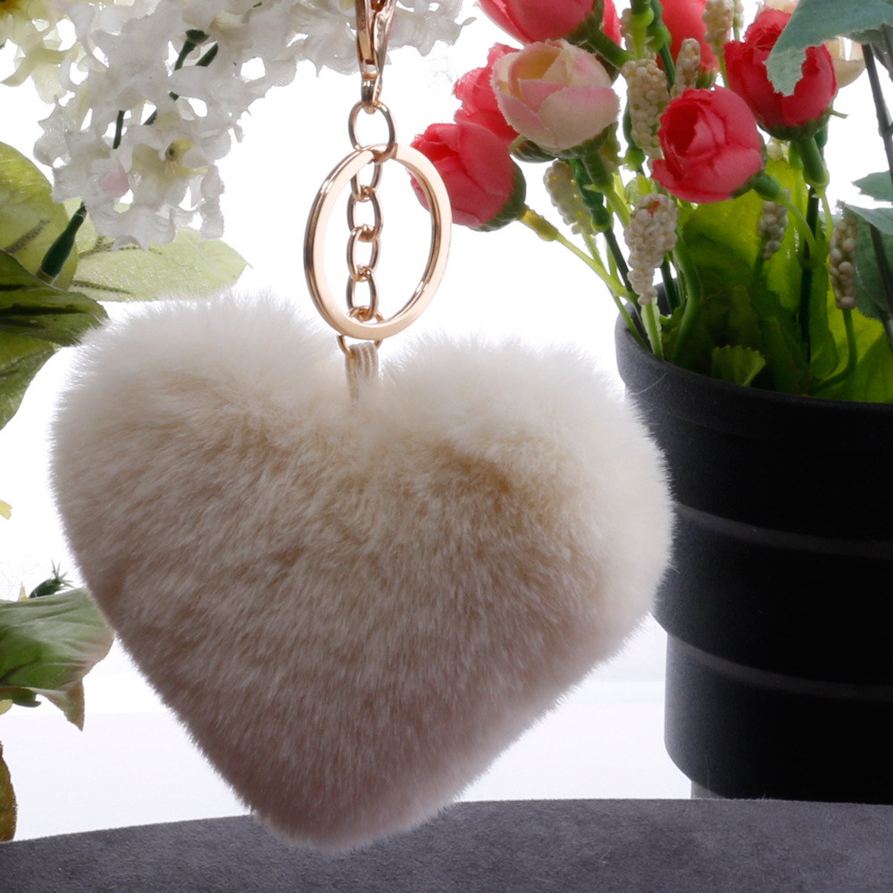 20g Weight Keychain Classification Plush, Metal Material Peach, Heart Pattern Unisex Gender Grey, Pink, Red, Green, Yellow, Black Color Peach Heart Keychain Plush Metal Unisex Keychain 5