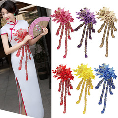 Heavy Industry Embroidered Large Mandarin Collar Dress Peony and Peacock Water-Soluble Phoenix Embroidered Fabric Applique Colorful Big Size Fashion Accessory Embroidery Stencil