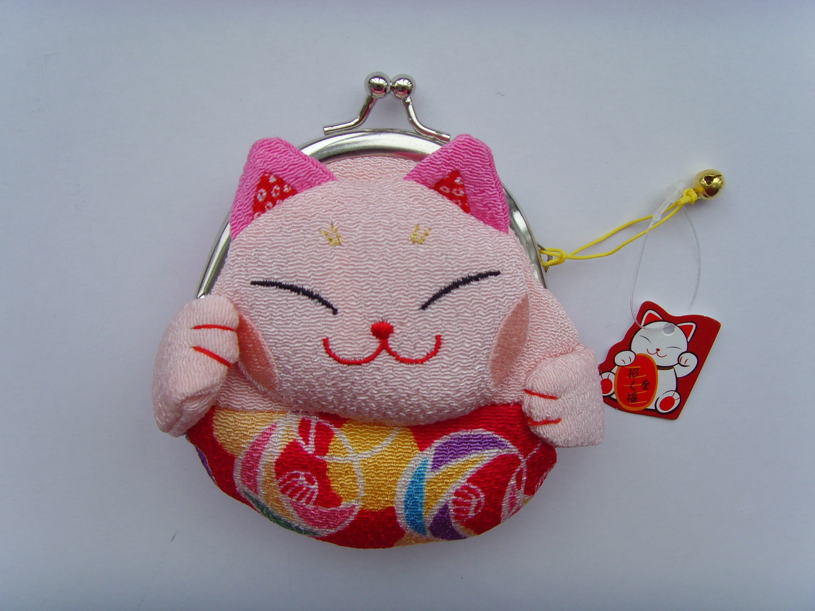 日本の招喜屋と和風の招き猫の布芸の猫の頭の硬貨の0財布の女性の漫画のキーホルダーのメーカーは卸売りします。