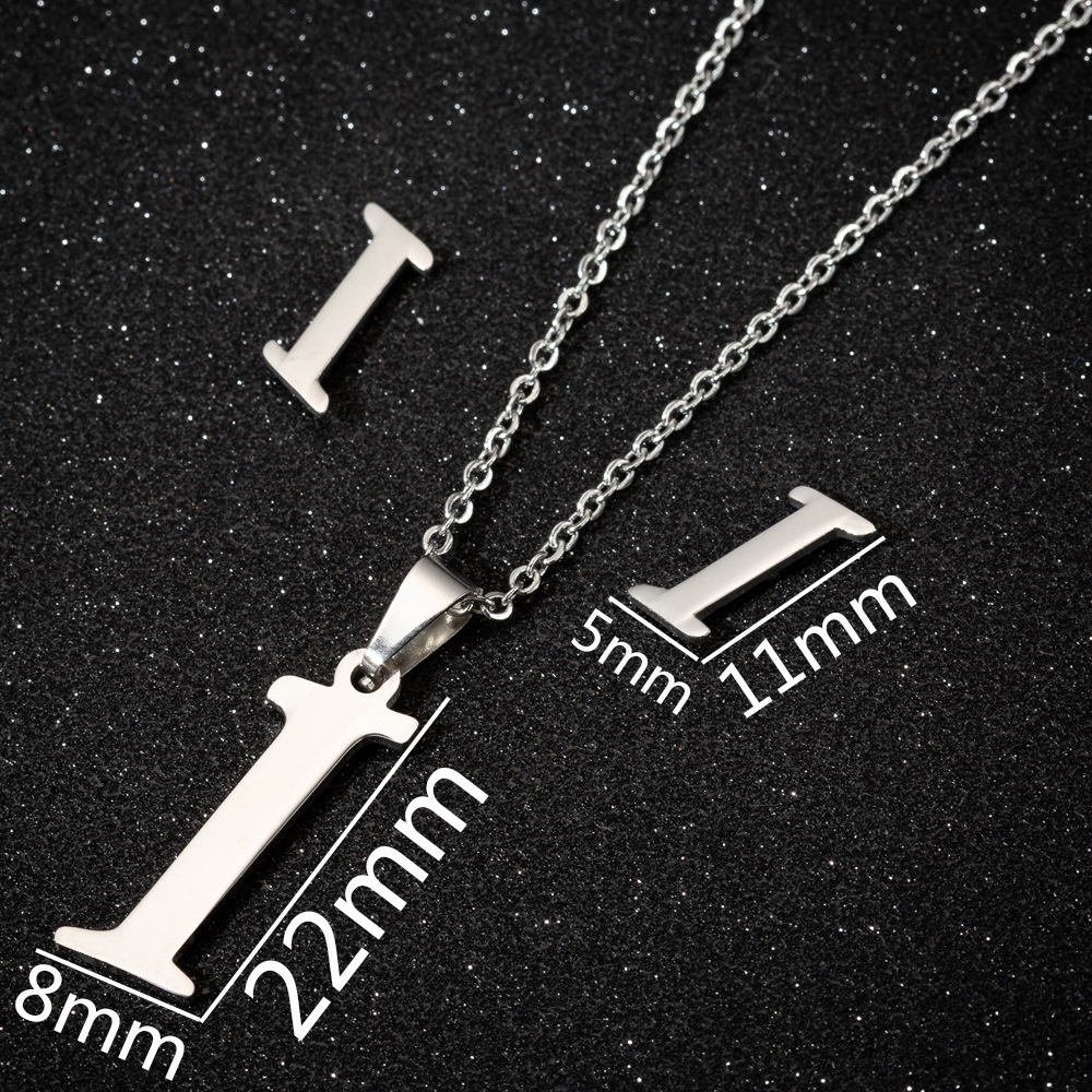 Women's Fashion Simple Style Letter Stainless Steel Pendant Necklace Ear Studs Plating Jewelry Sets display picture 1