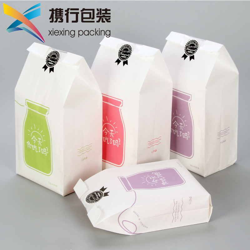 开窗西点面包纸袋环保纸包装袋食品纸袋方底外卖打包袋厂家现货