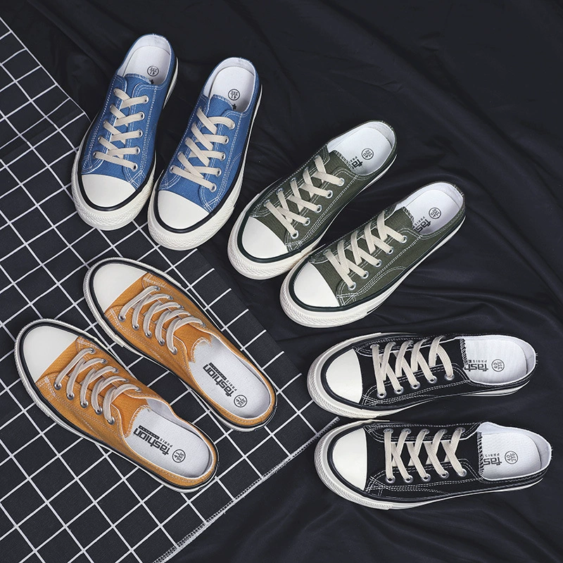 2024 Летние новые холщовые туфли без каблуков женские корейские плоские донные дикие шлепанцы