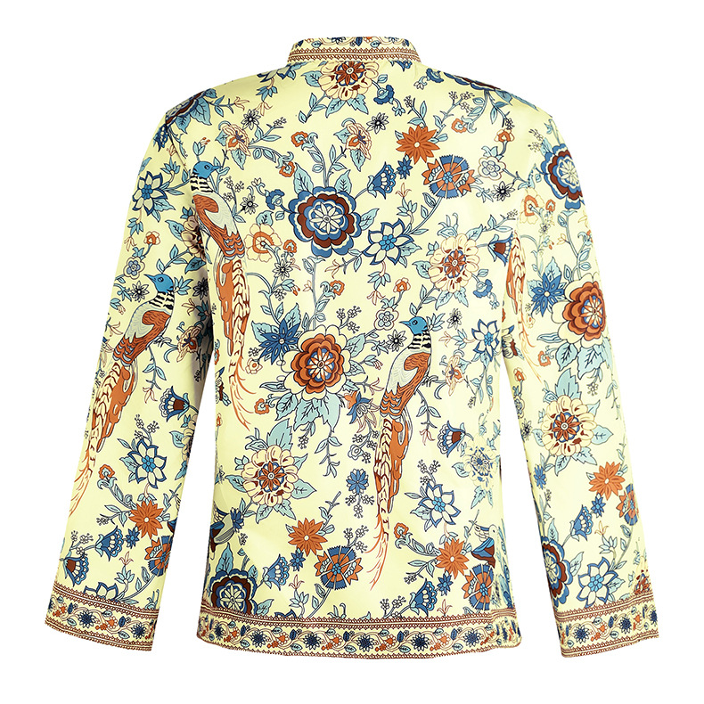 Blouses À Manches Longues Pour Femmes Imprimant Une Fleur De Style Vintage Décontractée display picture 5