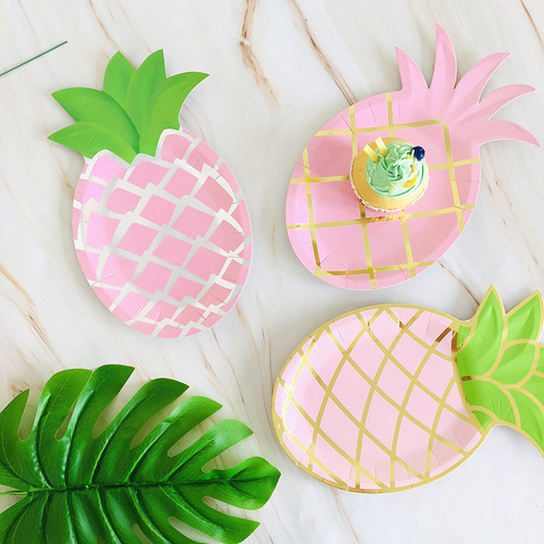 New disposable paper plate fruit pineapple plate children's birthday party supplies tableware cake plate