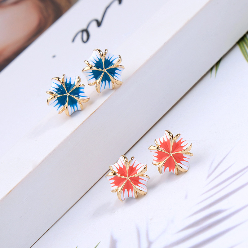 S925 Silver Pin Earrings Fashion Enamel Glaze Earrings Girl Cute Macarons Flower Earrings display picture 3