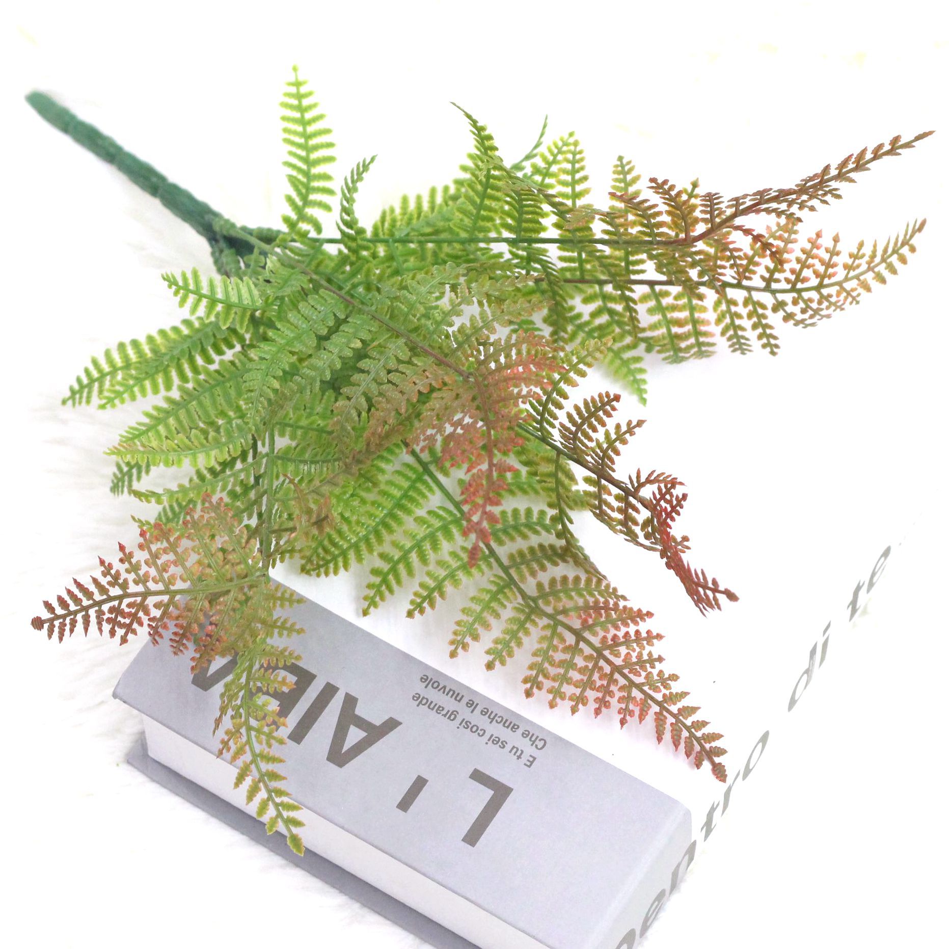 手感波斯叶 软胶绿植家居装饰水草喷色波斯蕨草把束仿真植物配材