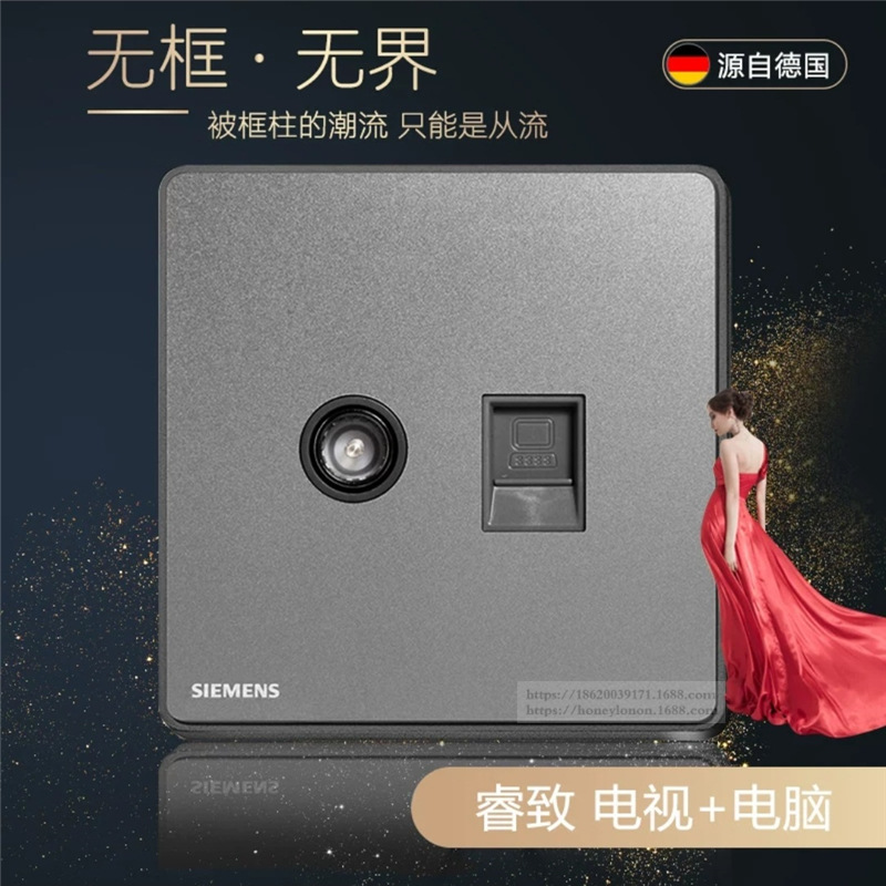 SIEMENS 睿致arina 烟金灰 电视5-850MHZ 电脑插座C5UH81353NC05