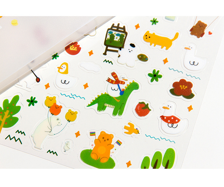 Cartoon, Flower Pattern Korean Style Ins Cartoon Cute Soft Candy Bear Hand Ledger Sticker Creative Mobile Phone Decorative Material Transparent Waterproof Stickers