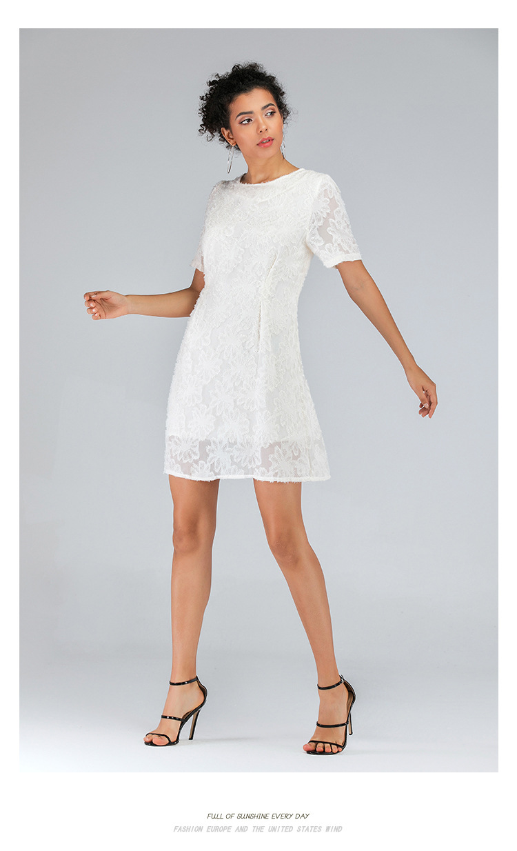 loose round neck lace short-sleeved dress  NSJR39182