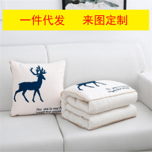 新款汽车抱枕 亚麻风格抱枕被 可爱卡通抱枕靠垫 厂家直供