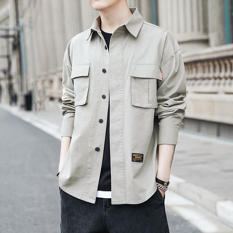 2019春秋季新款長袖襯衫男士休閑修身打底帥氣襯衣韓版青年潮裝寸