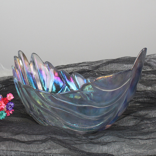 Creative Phnom Penh Feather Glass Bowl Fruit Plate Vegetable Salad Bowl Nordic Style Home Creative Internet Celebrity Dessert Bowl
