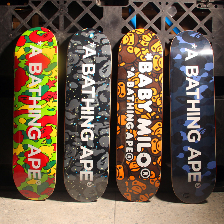 bape新款双翘滑板kaws潮牌潮流品牌滑板极限青春专业加拿大枫板面|ru