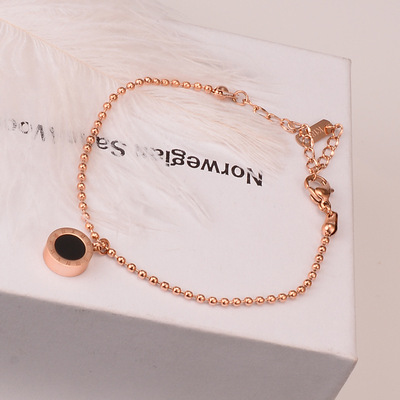 Y23 S04 new pattern Rome Black pieces fashion Titanium Rose Gold girl student love Single Accessories 18K Jewelry