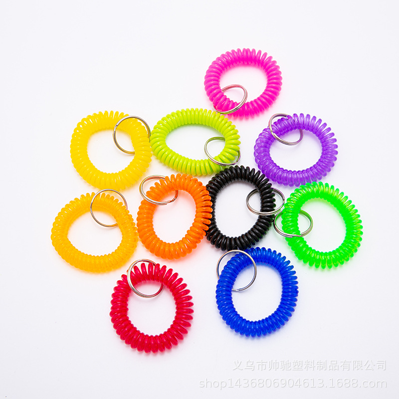 厂家现货批发EVA塑料弹簧手圈 电话线钥匙手环 弹弓线伸缩钥匙圈