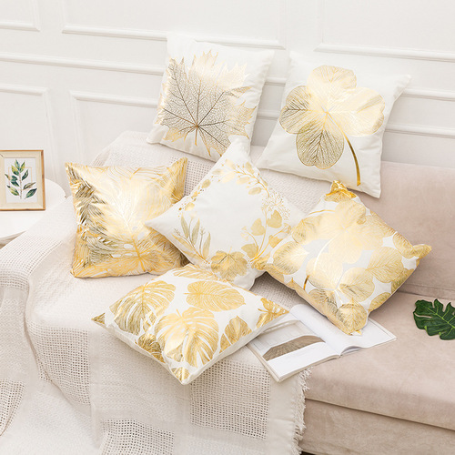 Gold-embossed pillowcases for home, European classical sofa cushion covers