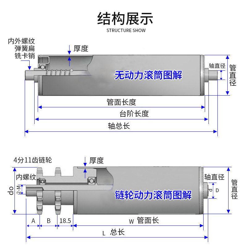 批发不锈钢滚筒工业运输机滚轴流水线输送带锟筒无动力不锈钢滚筒-阿里巴巴