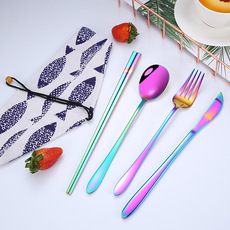 304不锈钢刀叉勺西餐 四件套咖啡勺筷子礼品套装欧式餐具定制LOGO