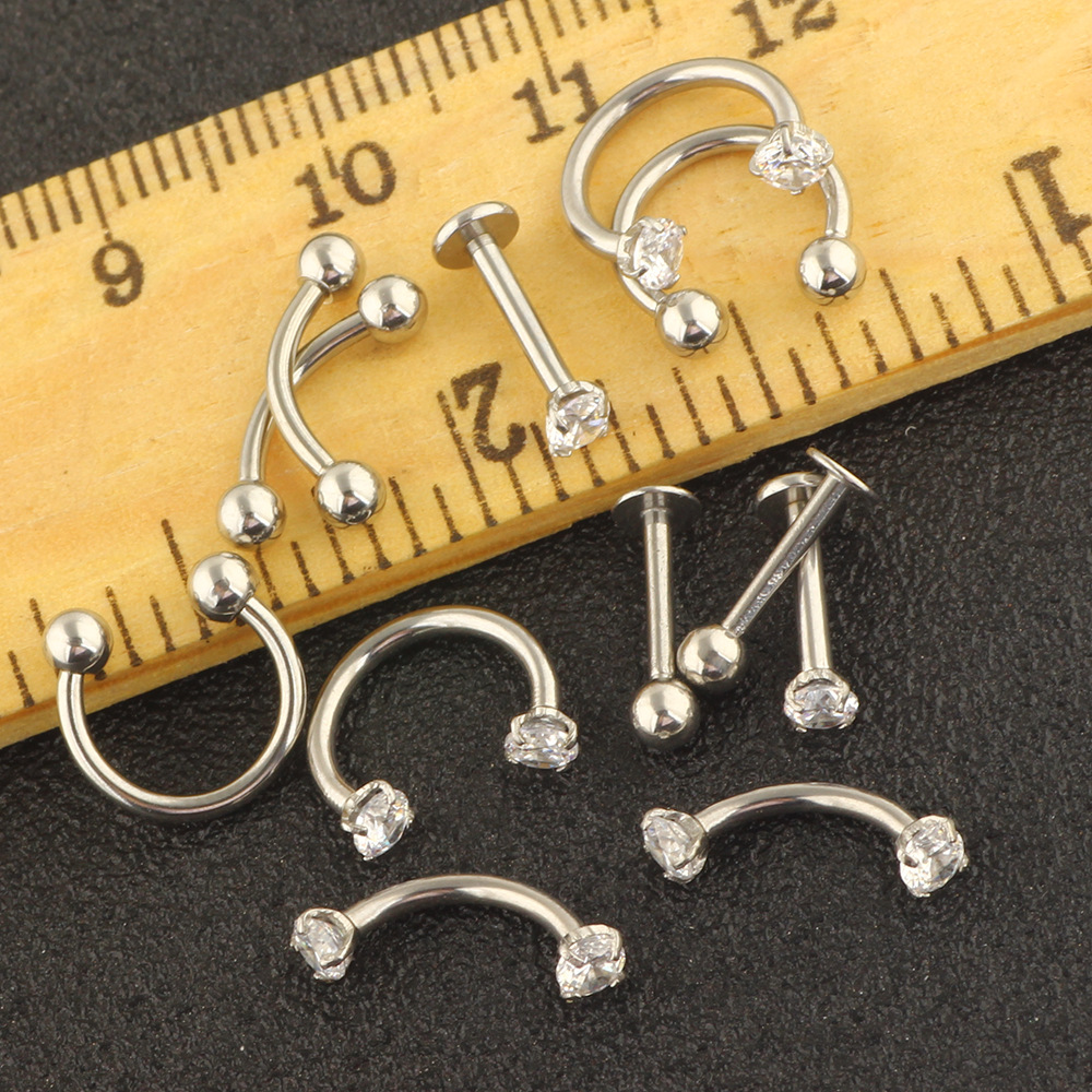 12-Piece Body Piercing Jewelry Set – Stainless Steel Nose Rings, Eyebrow Rings, Lip Rings, Earrings – Geometric Style detail image 7