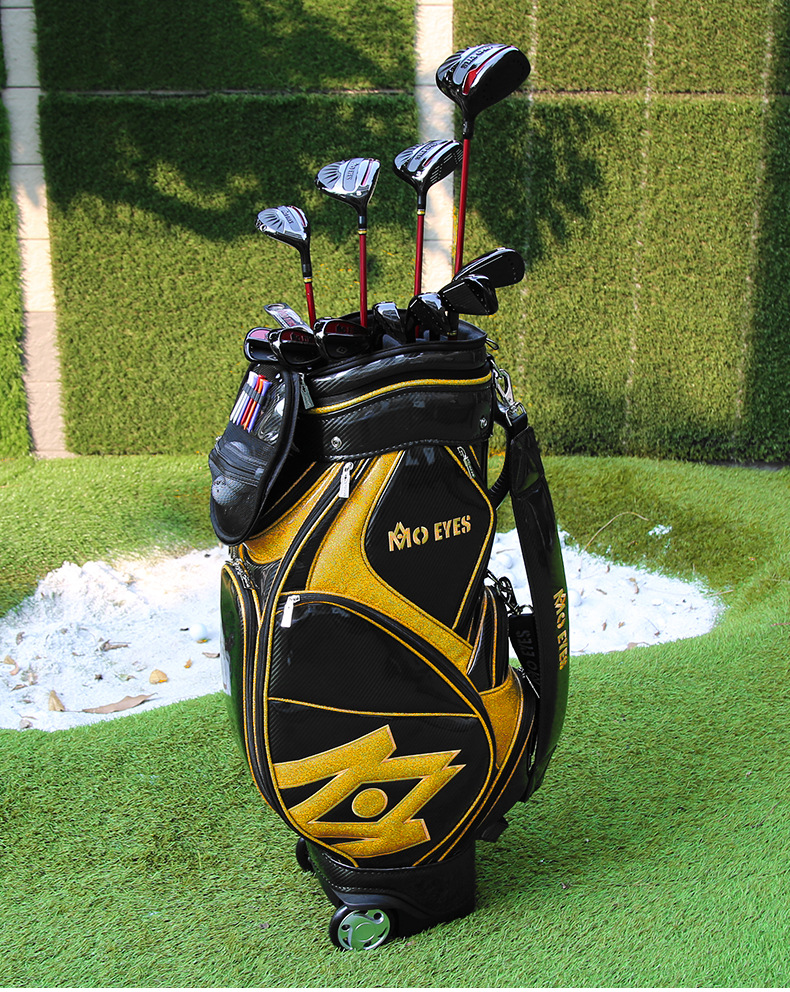 Túi đựng gậy golf PGM dạng ống kính thiên văn chống nước, cao 126 cm — Túi Kính thiên văn QB058MO EYES màu đỏ đen, QB058MO EYES Túi Kính thiên văn màu đen vàng chi tiết 9