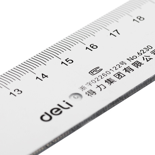 Deli 30cm plastic ruler 6230 drawing tool student transparent stationery ruler