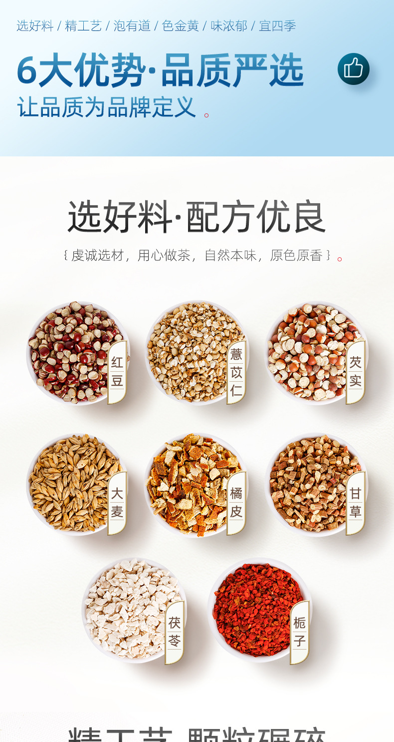 Red Bean Coix Seed and Euryale Tea 110g Box 22 Portable Cold Brew Tea Bags key features