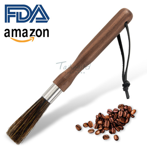 Long handle black walnut bristle coffee machine cleaning brush grinder powder cleaning brush bar brush