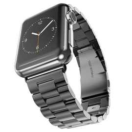 适用于苹果apple watch三珠不锈钢表带金属iwatch运动链式手表带