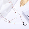 Golden necklace stainless steel, chain for key bag , Japanese and Korean, simple and elegant design, diamond encrusted, pink gold, Birthday gift, wholesale