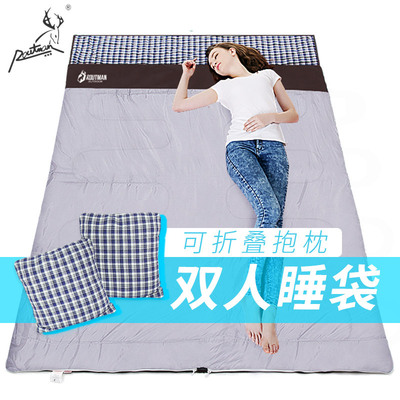 路特曼春夏季超轻便携棉抱枕睡袋双人户外成人旅行露营办公室内|ms