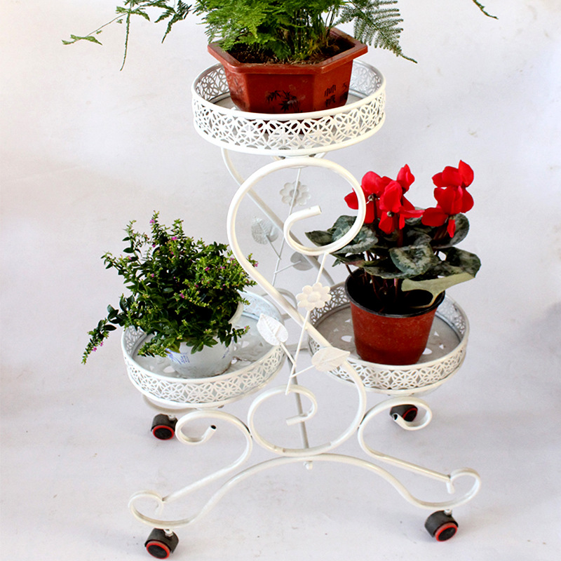 批发田园绿萝盆栽金属架展示架盆景摆放书架铁艺花架多层批发|ms