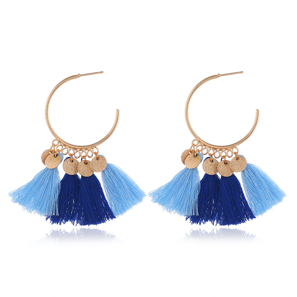 Bohemian Ethnic Style Sequins Long Tassel Earrings display picture 2