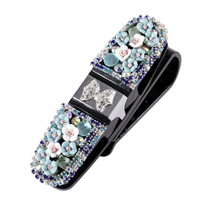 360 degree rotating car sunglasses clip Diamond car glasses clip car creative sun visor card storage clip
