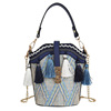 Cute straw bucket, beach shoulder bag, handheld one-shoulder bag, purse, chain, small bag