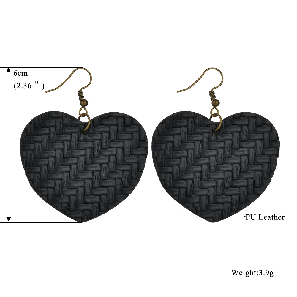 30g Weight Retro Leather Weaving Heart-shape Pendant Earrings